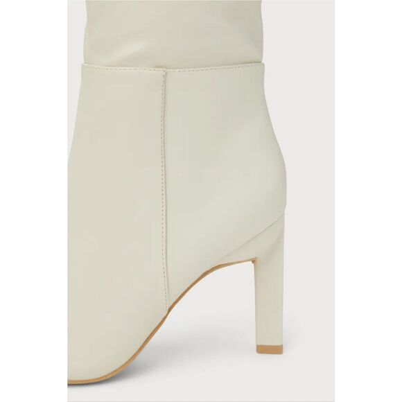 Lulus Olivet Cream Pointed-Toe Knee-High Boots 11 - Picture 2 of 9